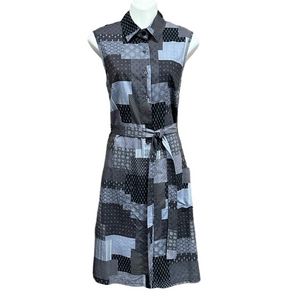 envelop patchwork sleeveless dress Medium cotton belted sundress pockets